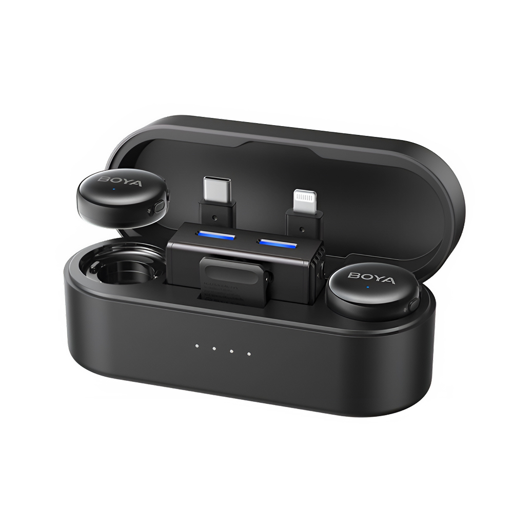 Boya Wireless Microphone 2in1 2.4G Dual-Channel cu 3.5 Plug (BOYALINK V3-01), Negru